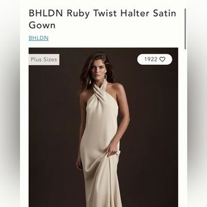 BHLDN Champagne Twist Halter Satin Gown Size 6